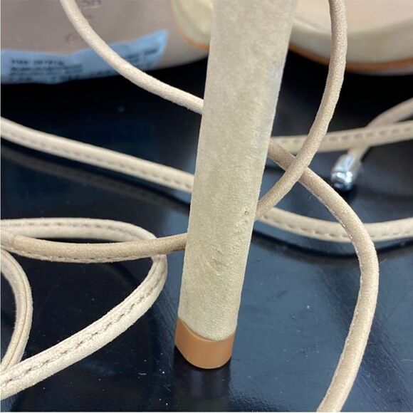 Schutz Vikki Crystal Embellished Ankle Wrap High Heel Sandals‎ Tan 7.5 Leather - Picture 14 of 15